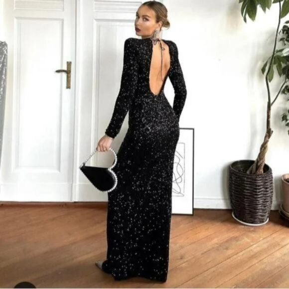 ZARA SHOULDER PAD SEQUIN DRESS - Picture 3 of 10